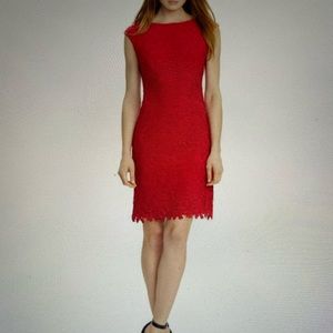 Lauren Ralph Lauren Red Lace Sheath Dress New